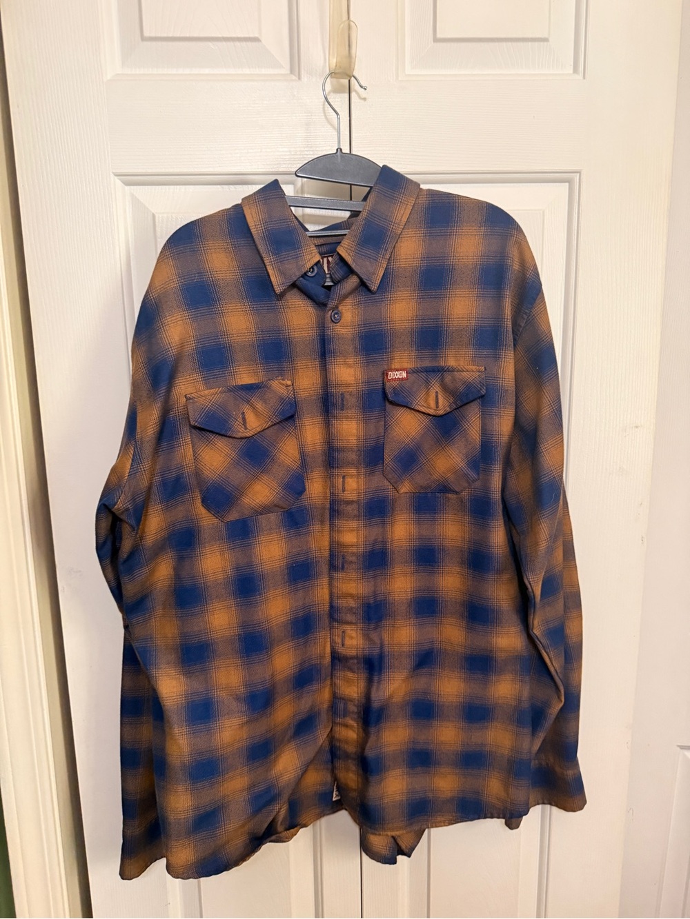 DIXXON “The Eddie” Navy and Brown Plaid Button-Down Shirt XL